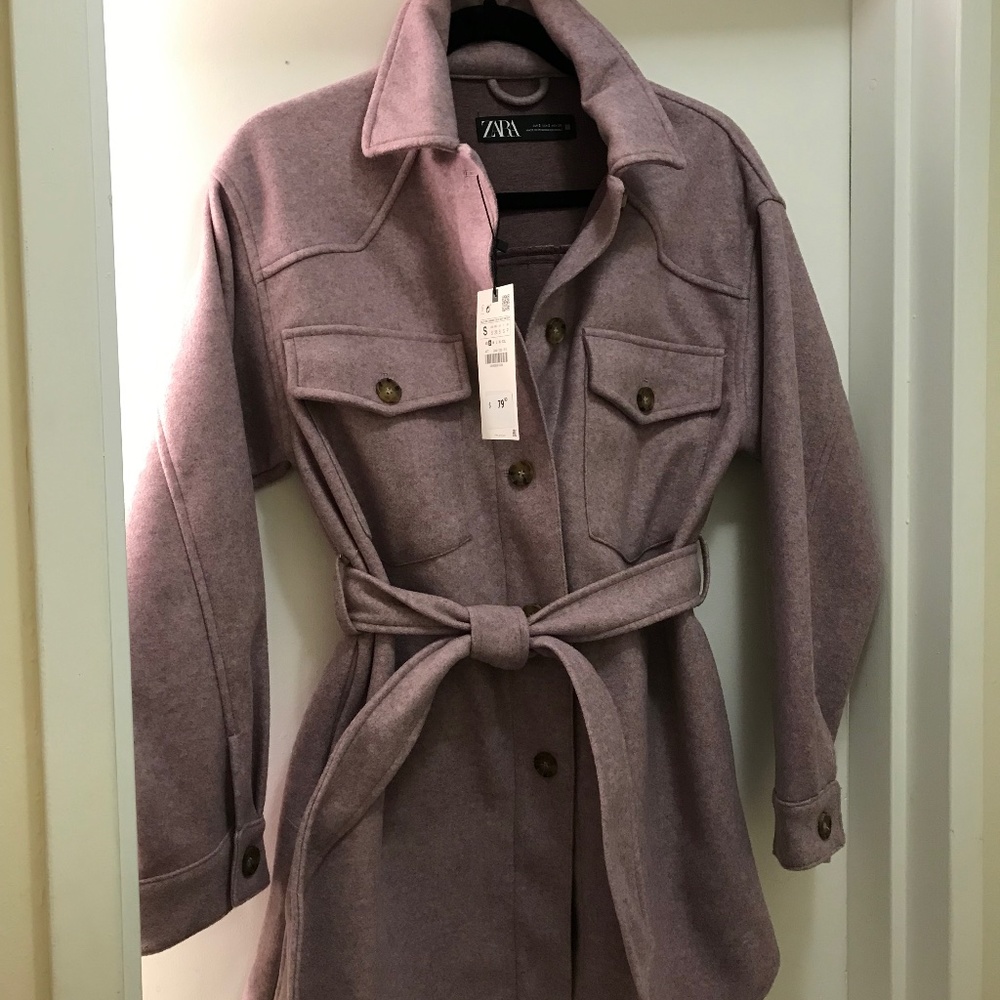 Zara Belted Shirt Jacket S